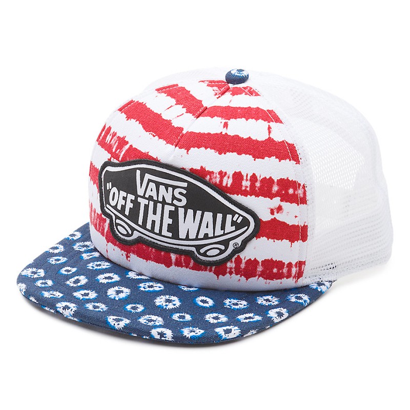 GORRA VANS BEACH GIRL TRUCKER DYED DOTS STRIPES BLUE / RED