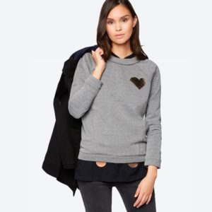 SUDADERA BENCH GLITTER JUMPER WITH BADGE GREY