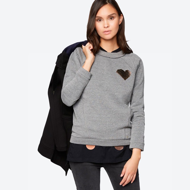SUDADERA BENCH GLITTER JUMPER WITH BADGE GREY