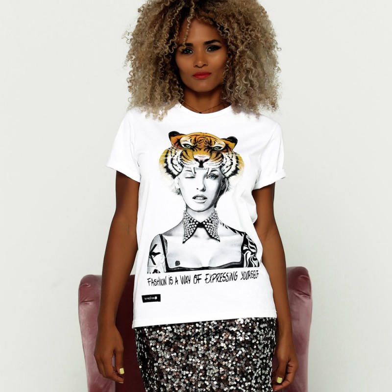 CAMISETA UNISEX BE HAPPINESS LINDA EVANGELISTA BLANCA