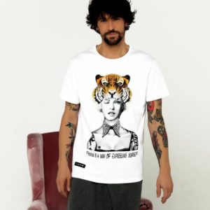 CAMISETA UNISEX BE HAPPINESS LINDA EVANGELISTA BLANCA
