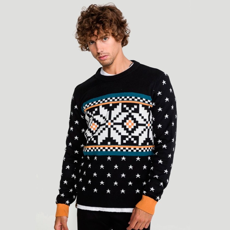 JERSEY ALTONADOCK DE PUNTO DE GRECAS NEGRO / BLANCO / AMARILLO